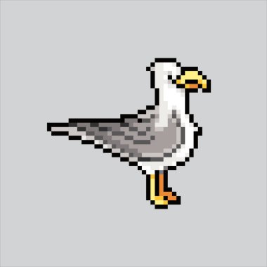 Piksel Sanat Çizimi Martı. Pikselleşmiş martı. Okyanus martı simgesi piksel resim oyunu için piksel resim ve web sitesi ve video oyunu için simge oluşturuldu. Eski okul retro.