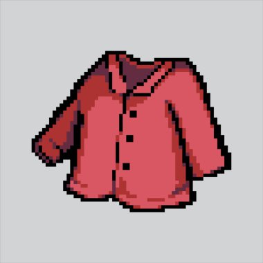 Pixel sanat illüstrasyonlu gömlek. Pixelated Shirt. Piksel resim oyunu için tişört modası web sitesi ve video oyunu için ikon. Eski okul retro.