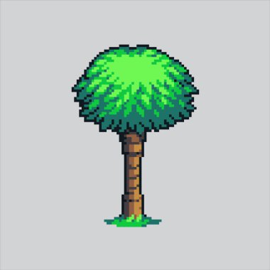Pixel Sanat Çizimi Ağaç Ormanı. Pikselleştirilmiş Ağaç. Piksel sanat oyunu için Tree Forest Jungle.pixelated ve websitesi ve video oyunu için ikon. Eski okul retro.