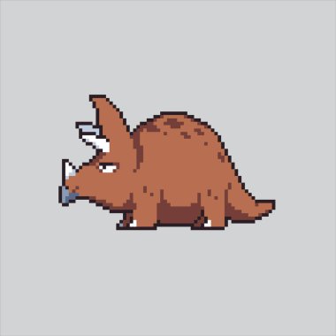 Pixel sanat çizimi Triceratops. Pixelated Triceratops. Triceratops Dinozor pikseli resim oyunu için pikselleştirildi ve web sitesi ve video oyunu için simge oluşturuldu. Eski okul retro.