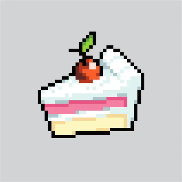 Pikselli sanat resimli parti pastası. Pikselleştirilmiş parti pastası. Piksel resim oyunu için doğum günü partisi pasta simgesi, web sitesi ve video oyunu için ikon. Eski okul retro.