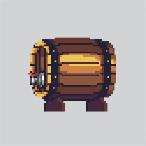 Piksel Sanat Çizimi Rum Fıçısı. Pixelated Wood Barrel. Ahşap Oda Fıçısı piksel resim oyunu için piksellendi ve web sitesi ve video oyunu için simge oluşturuldu. Eski okul retro.