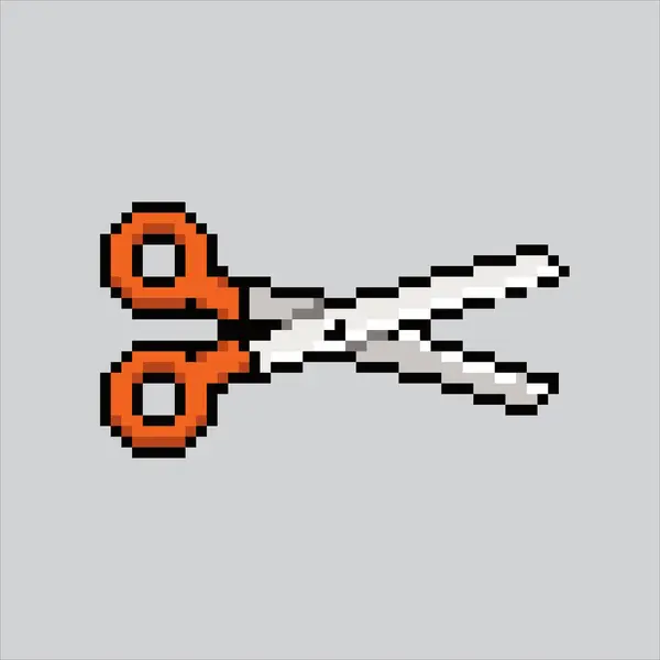 Pixel Sanat Çizim Makası. Pixelated makas araçları. Makas kesicisi piksel resim oyunu için pikselleştirildi ve web sitesi ve video oyunu için simge oluşturuldu. Eski okul retro.