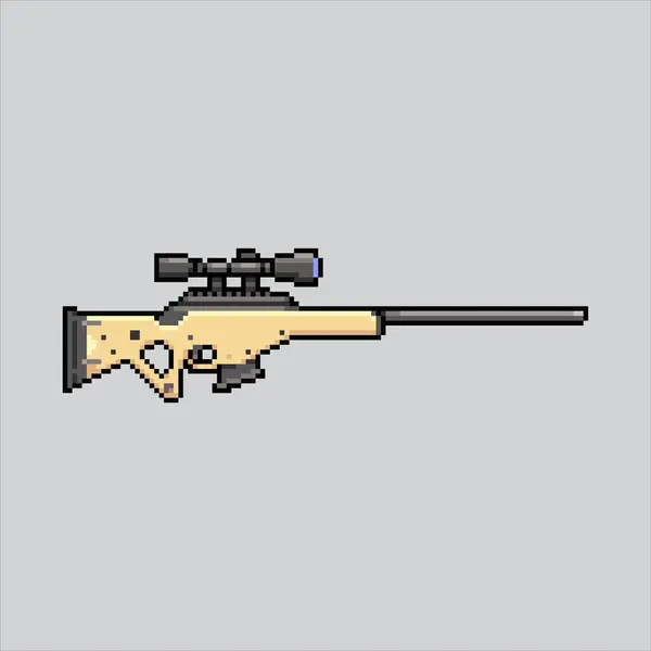 stock vector Pixel art Sniper Rifle. Pixelated Rifle. Sniper Rifle Weapon icons background pixelated for the pixel art game and icon for website and video game. old school retro.