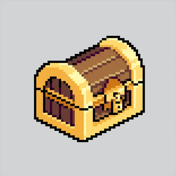 Oyun geliştirme, mobil uygulama ve basılmış amaç için tamamen düzenlenebilir pikselli sanat resimli hazine sandığı.