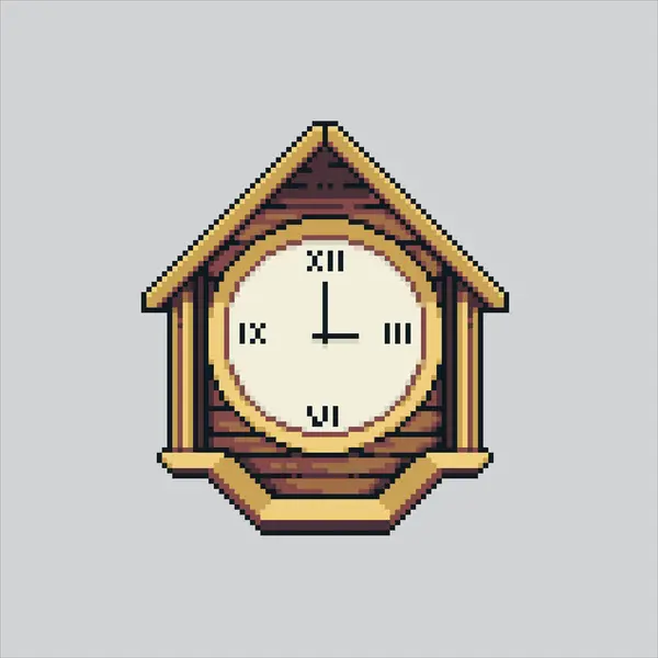 stock vector Pixel art illustration Clock. Pixelated Wall Clock. School wall Clock pixelated for the pixel art game and icon for website and video game. old school retro.