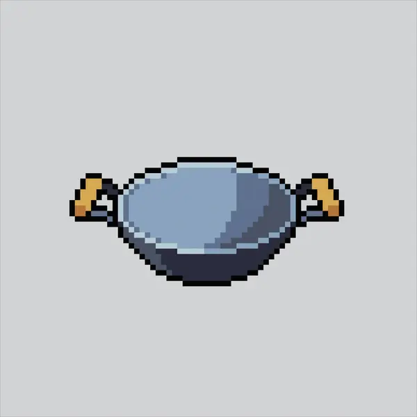 Piksel Sanat Çizimi Wok kızartma tavası. Pixelated Wok Pan. Mutfakta Wok Frying Pan pixel resim oyunu için pixelated web sitesi ve video oyunu için ikon. Eski okul retro.