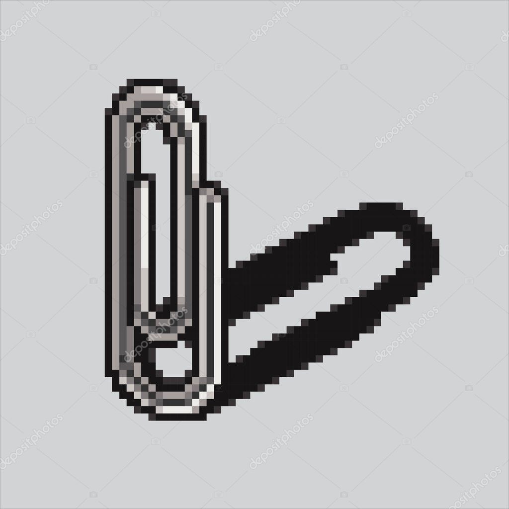 Pixel art illustration Paperclip. Pixelated Paperclip. Paperclip office icon pixelated for the pixel art game and icon for website and video game.old school retro.
