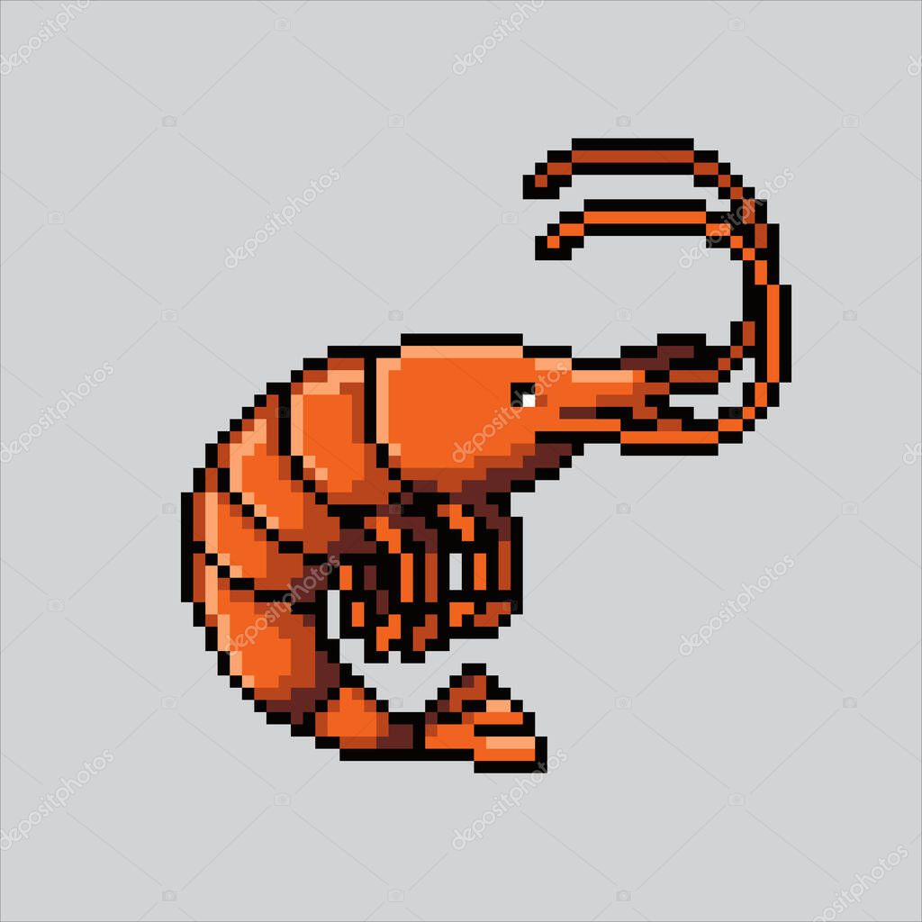 Pixel art illustration Shrimp. Pixelated Shrimp. Sea shrimp coral icon pixelated for the pixel art game and icon for website and video game. old school retro.