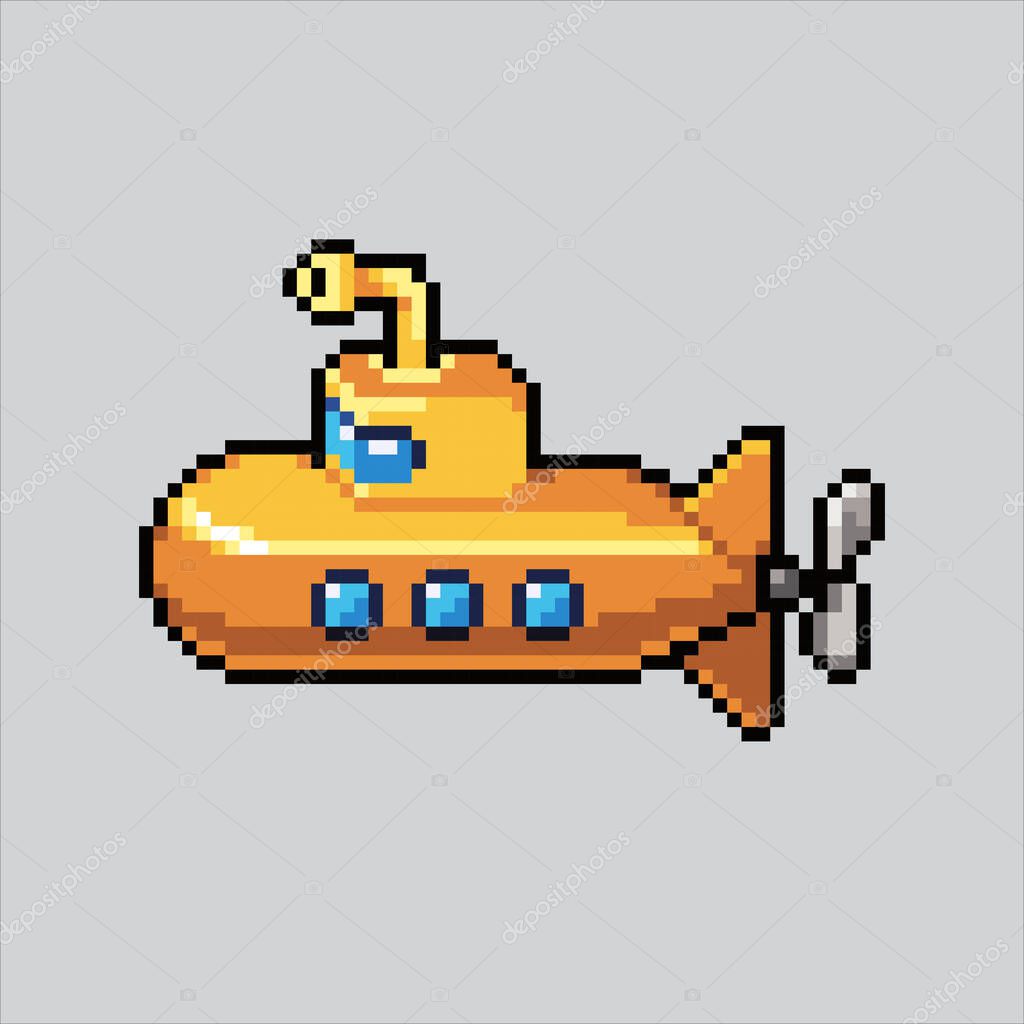 Pixel art illustration Submarine Medal. Pixelated Submarine. Military Submarine pixelated for the pixel art game and icon for website and video game. old school retro.