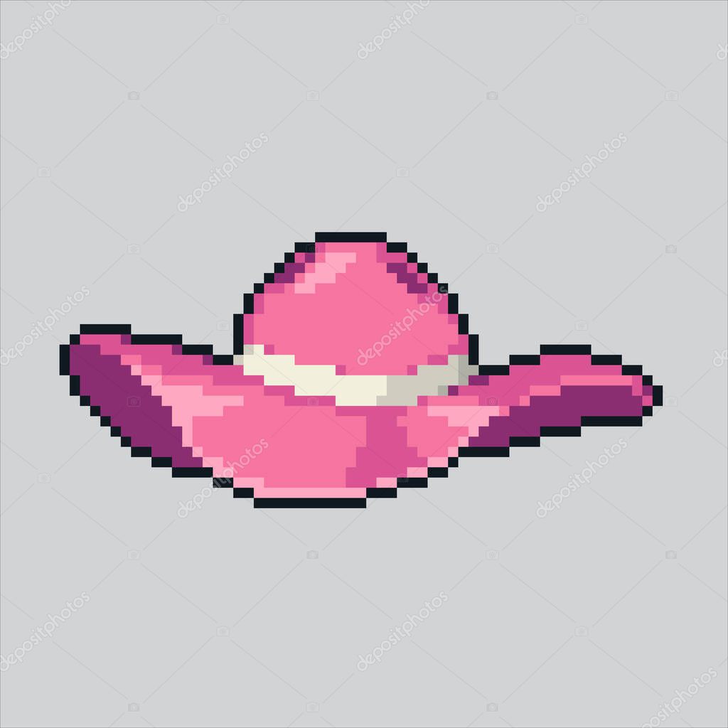 Pixel art illustration Woman Hat. Pixelated Beauty Hat. Beauty Woman Hat pixelated for the pixel art game and icon for website and video game. old school retro.