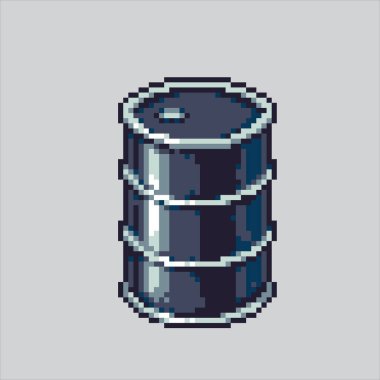 Piksel Sanat Çizimi Petrol Fıçısı. Pixelated Steel Barrel. Oil Steel Barrel piksel sanat oyunu için pikselleştirildi ve web sitesi ve video oyunu için simge oluşturuldu. Eski okul retro.