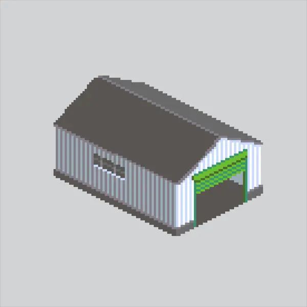 Piksel Sanat Çizimi Depo Nakliyesi. Pikselleştirilmiş Fabrika Binası. Depo Nakliye Fabrikası piksel resim oyunu için piksellendi ve web sitesi ve video oyunu için simge oluşturuldu. Eski okul retro.