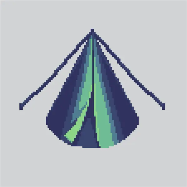 Piksel Resim Çadırı. Pixelated Kamp Çadırı. Basit Yürüyüş Kampı Simgesi piksel resim oyunu için piksellendi ve web sitesi ve video oyunu için simge oluşturuldu. Eski okul retro.