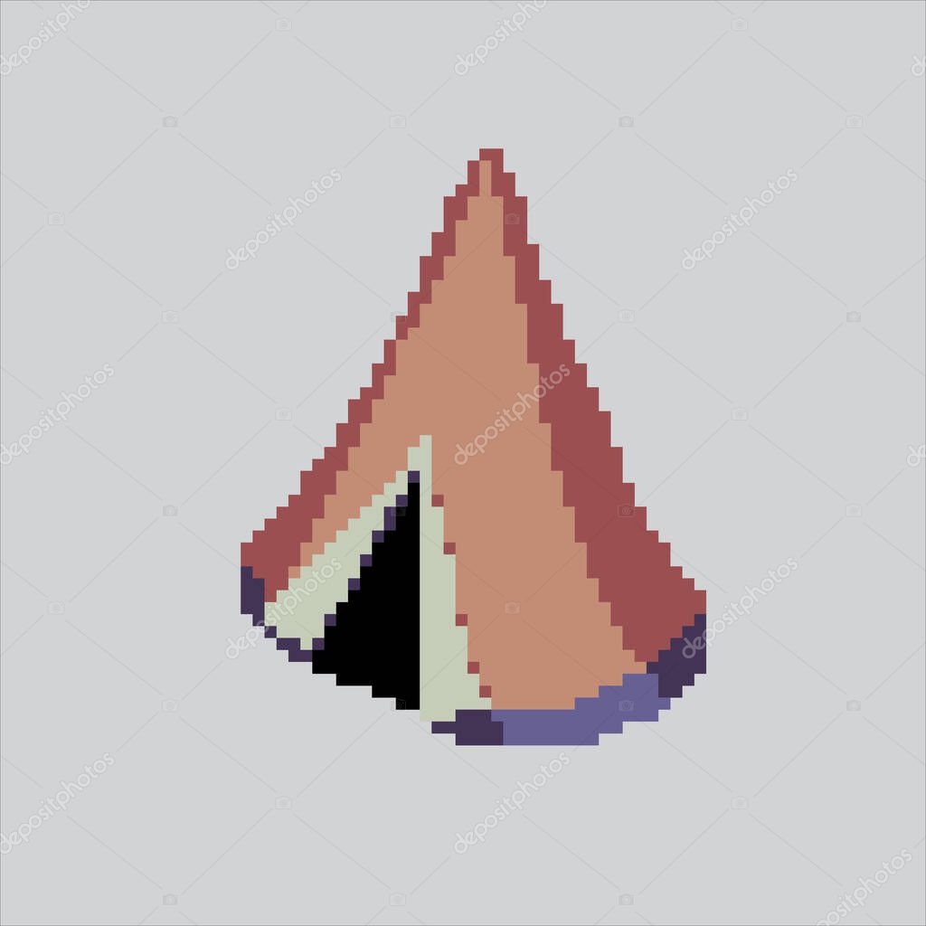 Pixel art illustration Tent. Pixelated Camping Tent. Simple Hiking Camping Tent Icon pixelated for the pixel art game and icon for website and video game. old school retro.