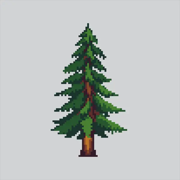 Piksel Sanat Çizimi Spruce Tree. Pixelated Orman Ağacı. Basit Orman Spruce Ağacı Simgesi piksel resim oyunu ve web sitesi ve video oyunu simgesi için renklendirildi. Eski okul retro.