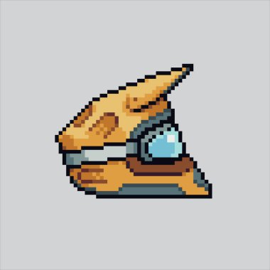 Pixel Sanat Çizimi Dirt Bike Miğferi. Pikselleştirilmiş Motokros Miğferi. Dirt Bike Motocross Kask Simgesi piksel resim oyunu için piksellendi ve web sitesi ve video oyunu için simge oluşturuldu. Eski okul retro.