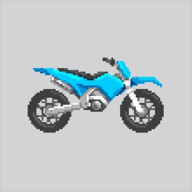 Pixel Sanat Çizimi Dirt Bike. Pixelated Motokros Bisikleti. Dirt Bike Motocross Simgesi piksel resim oyunu için piksellendi ve web sitesi ve video oyunu için simge oluşturuldu. Eski okul retro.