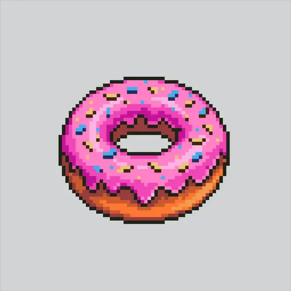 Pikselli resimli çörek. Pikselleştirilmiş çörek. Çörek Çöreği Fast Junk Yemek Simgesi piksel resim oyunu için piksellendi ve web sitesi ve video oyunu için simge oluşturuldu. Eski okul retro.