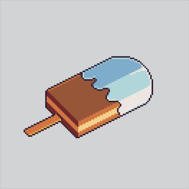 Piksel Sanat Çizimi Dondurma. Pixelated Gelato dondurması. Sundae Dondurma Simgesi piksel resim oyunu için pikselleştirildi ve web sitesi ve video oyunu için simge oluşturuldu. Eski okul retro.