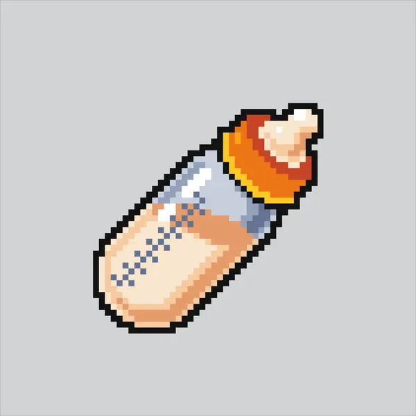 Piksel Sanat Çizimi Süt Şişesi. Pikselleştirilmiş Bebek Sütü. Bebek Sütü Şişe Simgesi piksel resim oyunu için piksellendi ve web sitesi ve video oyunu için simge oluşturuldu. Eski okul retro.