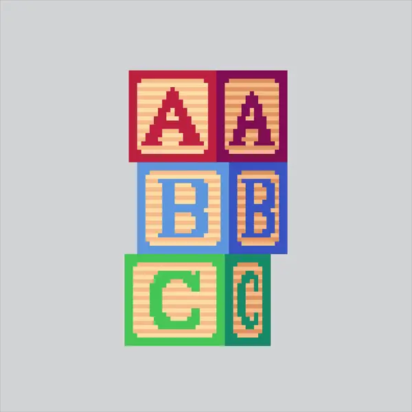 Piksel Sanat Çizimi Bebek Bloğu Harfleri. Pixelated Alfabe Küpü. Bebek Çocuk Harfleri Küpü Simgesi piksel resim oyunu için pikselleştirildi ve web sitesi ve video oyunu için simge oluşturuldu. Eski okul retro.