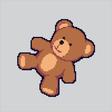 Piksel Sanat Çizimi Şirin Ayı Bebeği. Pikselleştirilmiş oyuncak ayı. Şirin Oyuncak Bebek Simgesi piksel resim oyunu için piksellendi ve web sitesi ve video oyunu için simge oluşturuldu. Eski okul retro.