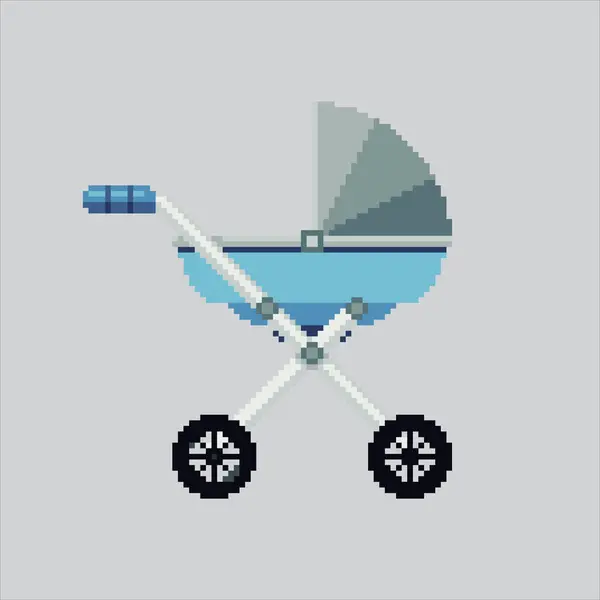 Piksel resim çizimi Bebek Arabası. Pikselleştirilmiş Bebek Yuvası. Bebek Arabası Çocuk Yuvası piksel resim oyunu için piksellendi ve web sitesi ve video oyunu için simge oluşturuldu. Eski okul retro.