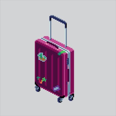 Piksel Sanat Çizimi Seyahat Bavulu. Pikselli bavul. Seyahat Bavulu simgesi piksel resim oyunu için piksellendi ve web sitesi ve video oyunu için simge oluşturuldu. Eski okul retro.