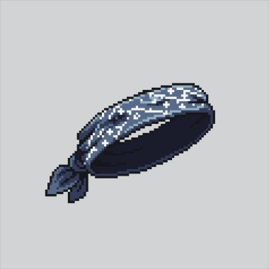 Piksel Sanat İllüstrasyonu Hip Hop Bandana. Pikselleştirilmiş Bandana Eşarbı. Hip Hop Bandana Buff Eşarp Maskesi simgesi piksel resim oyunu ve web sitesi ve video oyunu simgesi için renklendirildi. Eski okul retro.