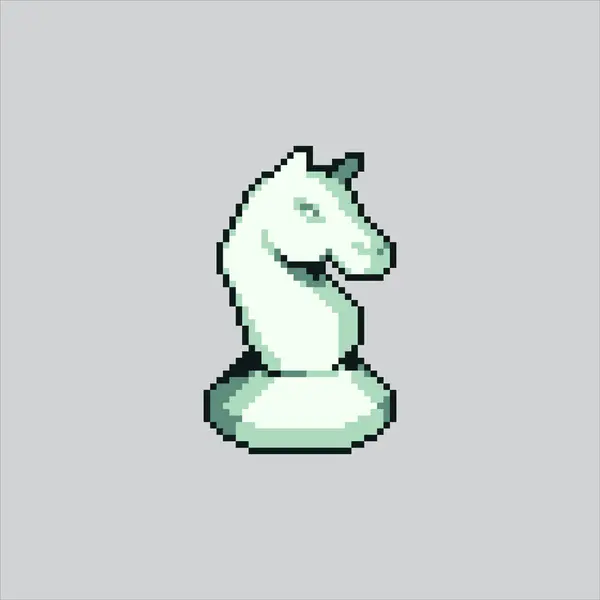 Piksel sanat çizimi Satranç Şövalyesi. Pikselleştirilmiş Satranç Atı. Satranç Şövalyesi At Simgesi piksel resim oyunu için piksellendi ve web sitesi ve video oyunu için simge oluşturuldu. Eski okul retro.