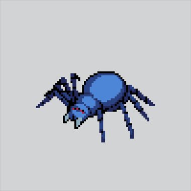 Piksel resim çizimi Örümcek. Pixelated Tarantula. Örümcek Tarantula Böceği Simgesi piksel resim oyunu için piksellendi ve web sitesi ve video oyunu için simge oluşturuldu. Eski okul retro.