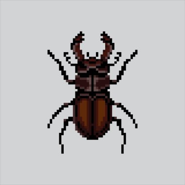 Piksel Sanat Çizimi Böceği. Pixelated Beetle Horn. Böcek Böceği Boynuzu Böceği Böceği Böceği Simgesi piksel resim oyunu için piksellendi ve web sitesi ve video oyunu için simge oluşturuldu. Eski okul retro.