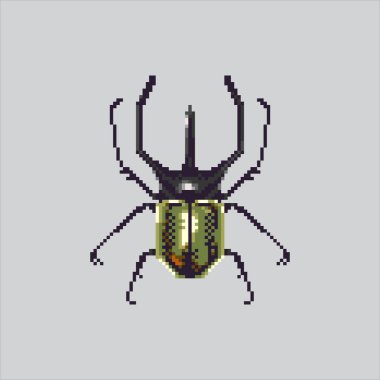 Piksel Sanat Çizimi Böceği. Pixelated Beetle Horn. Böcek Böceği Boynuzu Böceği Böceği Böceği Simgesi piksel resim oyunu için piksellendi ve web sitesi ve video oyunu için simge oluşturuldu. Eski okul retro.