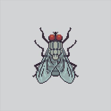 Pixel Sanat Çizimi Evsineği. Pixelated Fly Böceği. Sivrisinek Böceği Böceği Simgesi piksel resim oyunu için piksellendi ve web sitesi ve video oyunu için simge oluşturuldu. Eski okul retro.