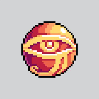 Horus 'un Piksel Sanat Çizimi. Pixelated Horus Sembolü. Horus Sembol Simgesi Gözü piksel resim oyunu için piksellendi ve web sitesi ve video oyunu için simge oluşturuldu. Eski okul retro.
