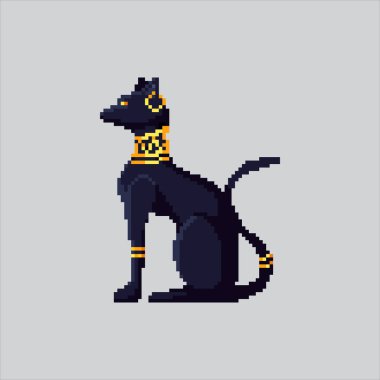 Piksel Sanat Çizimi: Sphynx Cat. Pikselleştirilmiş Şirin Kedi. Sphynx Kedi Hayvan Simgesi piksel resim oyunu için piksellendi ve web sitesi ve video oyunu için simge oluşturuldu. Eski okul retro.