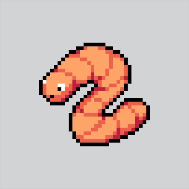 Piksel Resim Solucan Yemi. Pikselleştirilmiş Balık Yemi. Toprak Solucanı Balık Simgesi piksel resim oyunu için piksellendi ve web sitesi ve video oyunu için simge oluşturuldu. Eski okul retro.