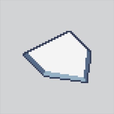 Pixel Sanat Çizimi Beyzbol Evi. Pikselleştirilmiş ev plakası. Beyzbol Ev Tabakası Simgesi piksel resim oyunu için piksellendi ve web sitesi ve video oyunu için simge oluşturuldu. Eski okul retro.