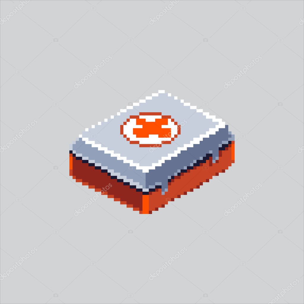 Pixel art illustration First Aid Pack. Pixelated Emergency First Aid. Emergency First Aid Bag Pack Icon pixelated for the pixel art game and icon for website and video game. old school retro.