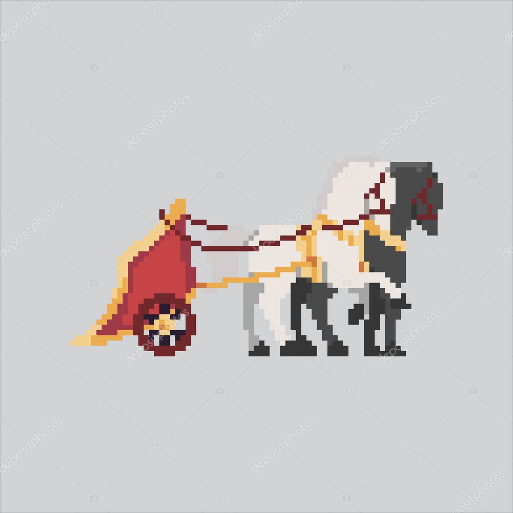Pixel art illustration Chariot Gladiator. Pixelated Chariot Cavalry. Roman chariot cavalry gladiator Icon pixelated for the pixel art game and icon for website and video game. old school retro.