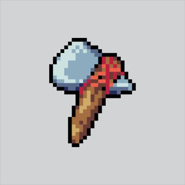 Piksel sanat illüstrasyonu ilkel balta. Pikselleşmiş Mağara Adamı Baltası. İlkel Axe Mağara Adamı Silah Simgesi piksel resim oyunu için piksellendi ve web sitesi ve video oyunu için simge oluşturuldu. Eski okul retro.