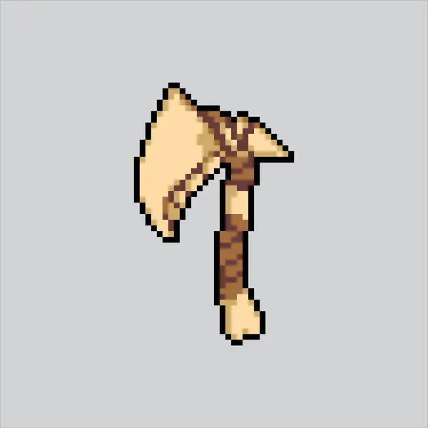 Piksel sanat illüstrasyonu ilkel balta. Pikselleşmiş Mağara Adamı Baltası. İlkel Axe Mağara Adamı Silah Simgesi piksel resim oyunu için piksellendi ve web sitesi ve video oyunu için simge oluşturuldu. Eski okul retro.