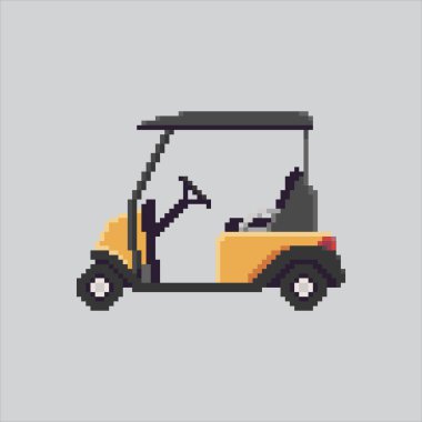 Piksel sanat illüstrasyonu Golf Arabası. Pikselleştirilmiş Golf Cadillac. Golf Car Caddy Cart Simgesi piksel resim oyunu için piksellendi ve web sitesi ve video oyunu için simge oluşturuldu. Eski okul retro.