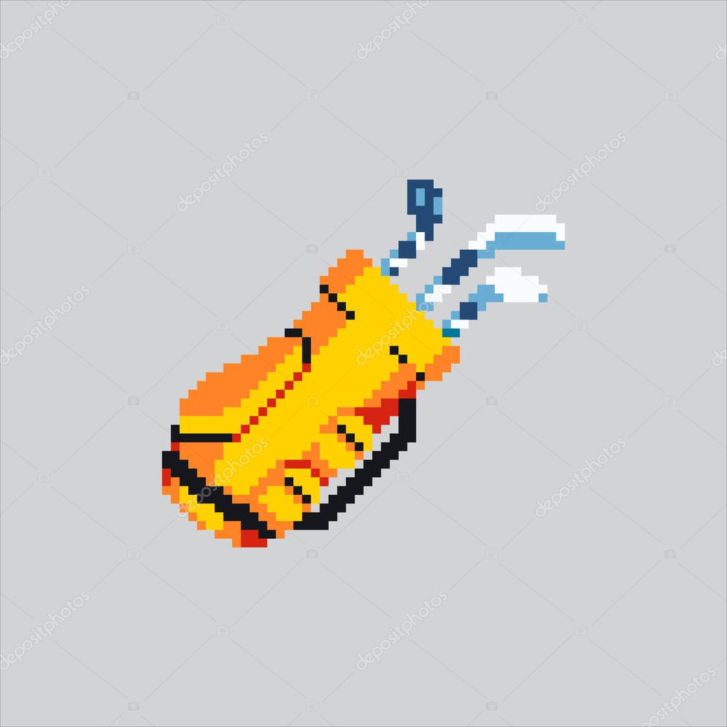 Pixel art illustration Golf Bag. Pixelated Golf Stick. Golf Stick Bag Icon pixelated for the pixel art game and icon for website and video game. old school retro.
