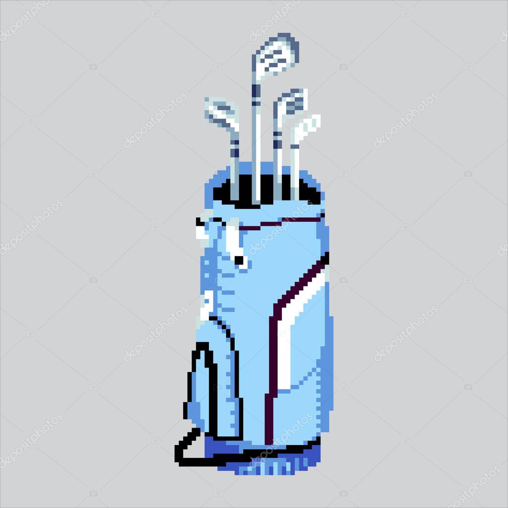 Pixel art illustration Golf Bag. Pixelated Golf Stick. Golf Stick Bag Icon pixelated for the pixel art game and icon for website and video game. old school retro.
