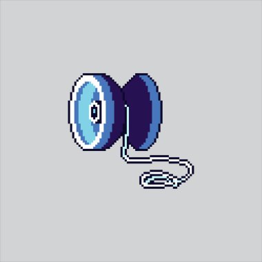 Pixel sanat illüstrasyonu Yoyo Oyuncakları. Pikselleştirilmiş Yoyo çocuğu. Yoyo Kids Oyuncak Simgesi piksel resim oyunu için piksellendi ve web sitesi ve video oyunu için simge oluşturuldu. Eski okul retro.