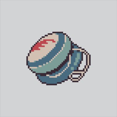 Pixel sanat illüstrasyonu Yoyo Oyuncakları. Pikselleştirilmiş Yoyo çocuğu. Yoyo Kids Oyuncak Simgesi piksel resim oyunu için piksellendi ve web sitesi ve video oyunu için simge oluşturuldu. Eski okul retro.
