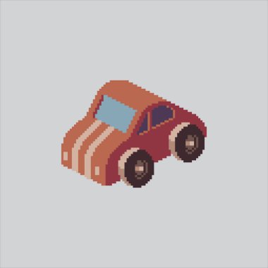 Pixel Sanat Çizimi Oyuncak Araba. Pikselleştirilmiş Çocuklar Araba Oyuncağı. Çocuklar için Şirin Oyuncak Araba Simgesi piksel resim oyunu için piksellendi ve web sitesi ve video oyunu için simge oluşturuldu. Eski okul retro.