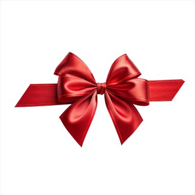 Red ribbon bow for gift box decoration, elegant festive ornament, shiny red ribbon with bow, perfect for Christmas, birthday, and holiday gift wrapping designs clipart